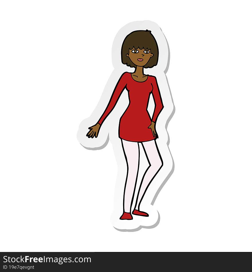 sticker of a cartoon woman in dress