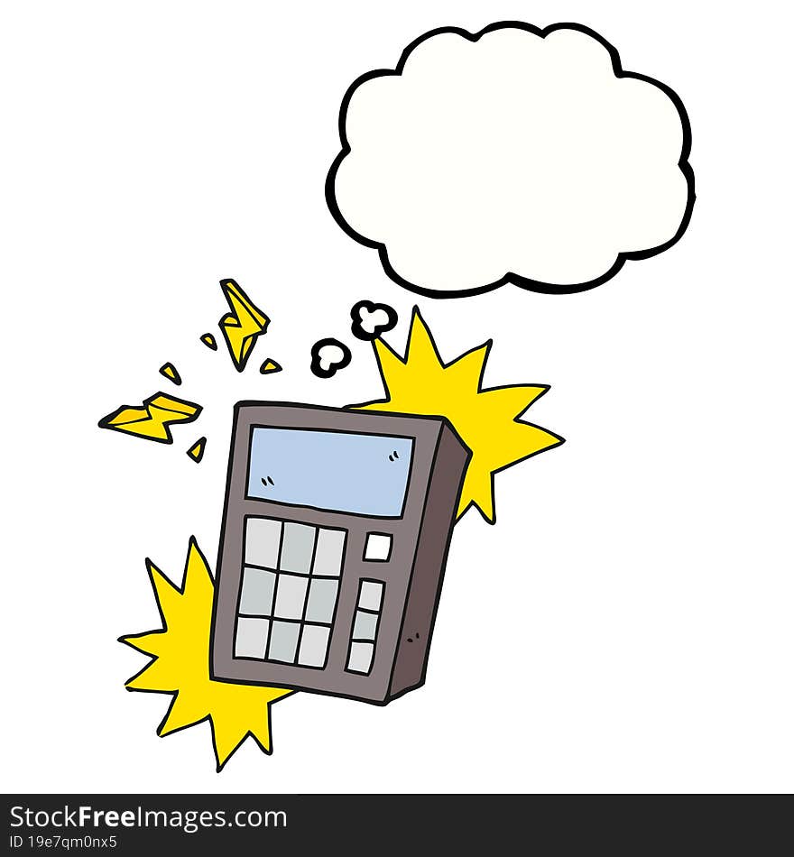 freehand drawn thought bubble cartoon calculator