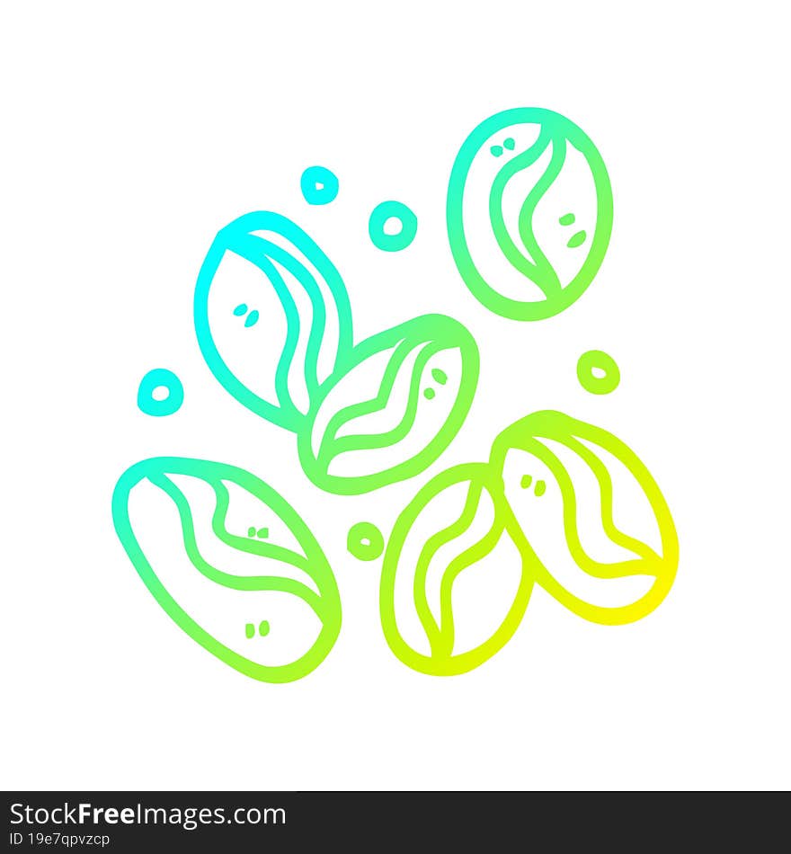 cold gradient line drawing cartoon coffee beans