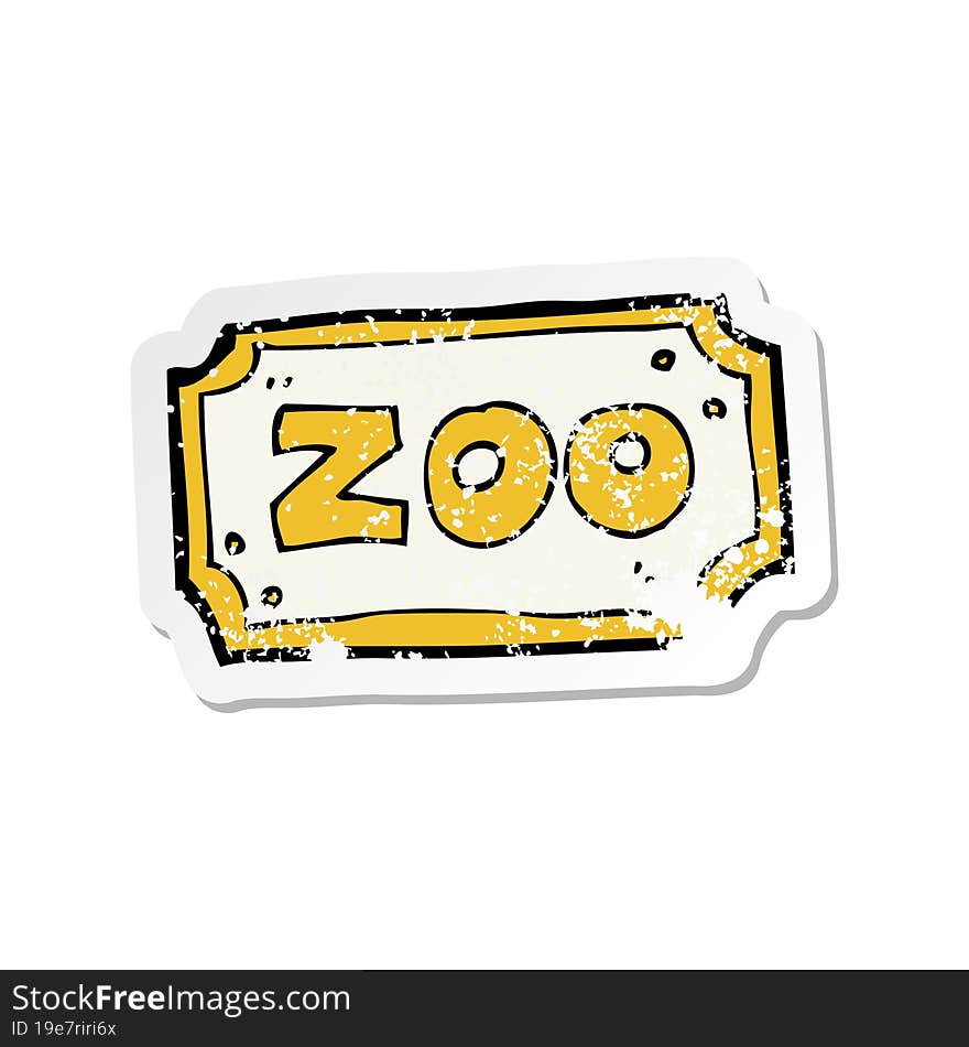 retro distressed sticker of a cartoon zoo sign