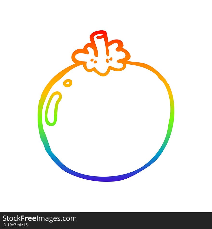 rainbow gradient line drawing cartoon tomato