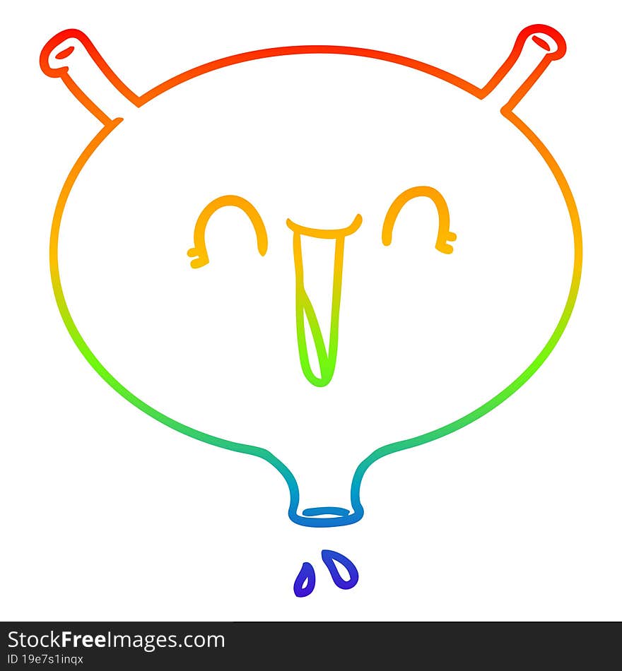 rainbow gradient line drawing of a cartoon laughing bladder