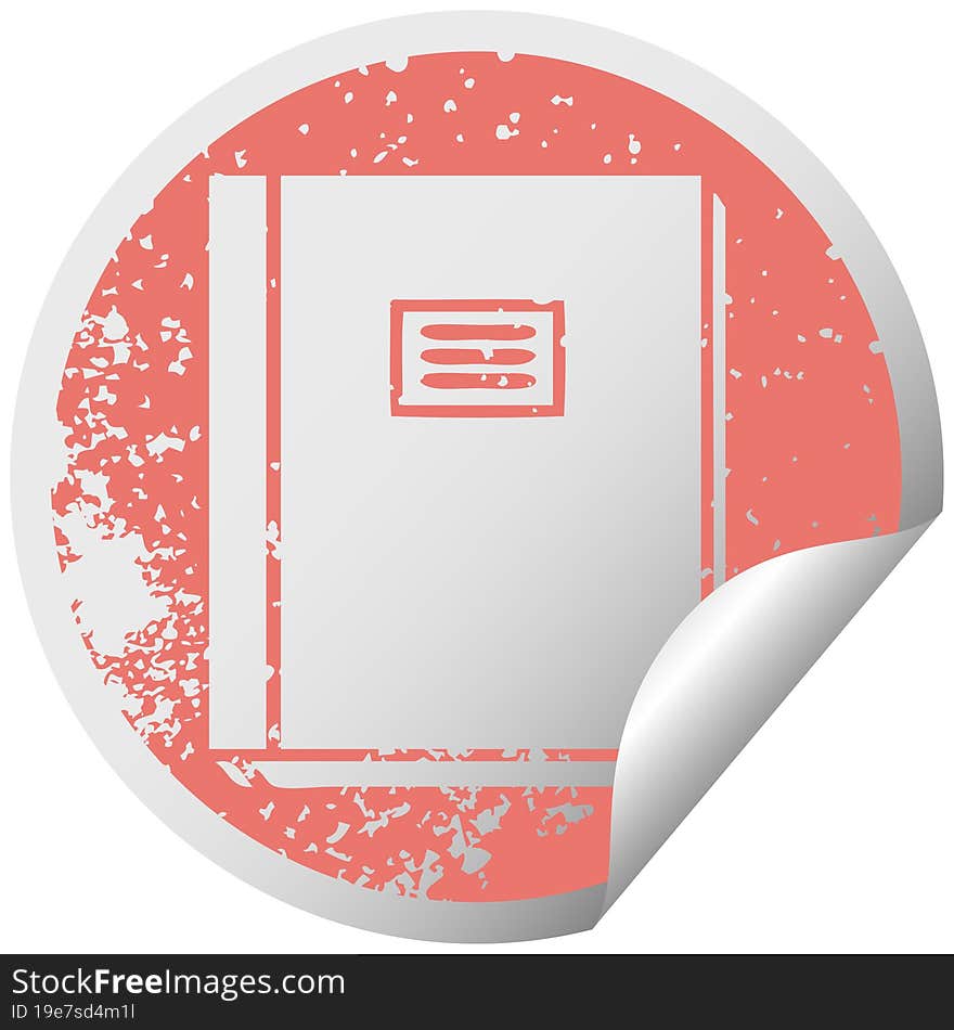 distressed circular peeling sticker symbol study book