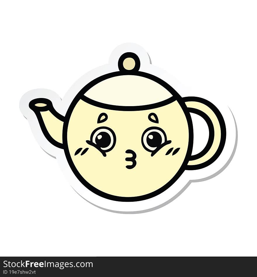 Sticker Of A Cute Cartoon Tea Pot