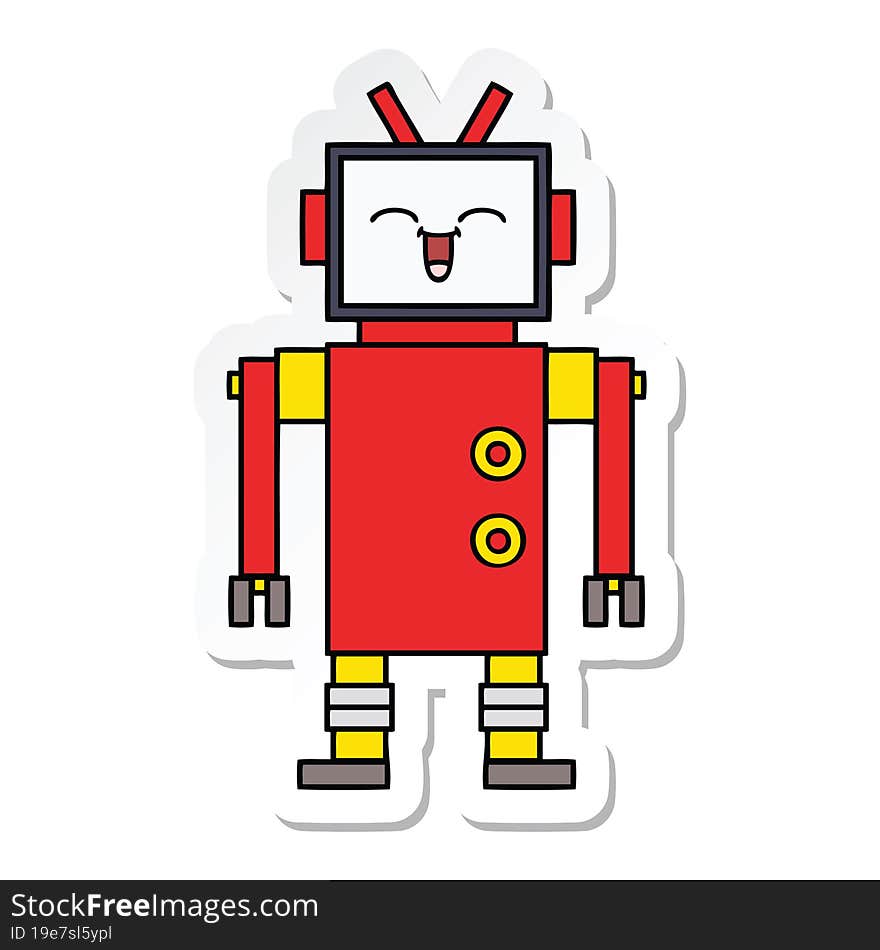 sticker of a cute cartoon robot