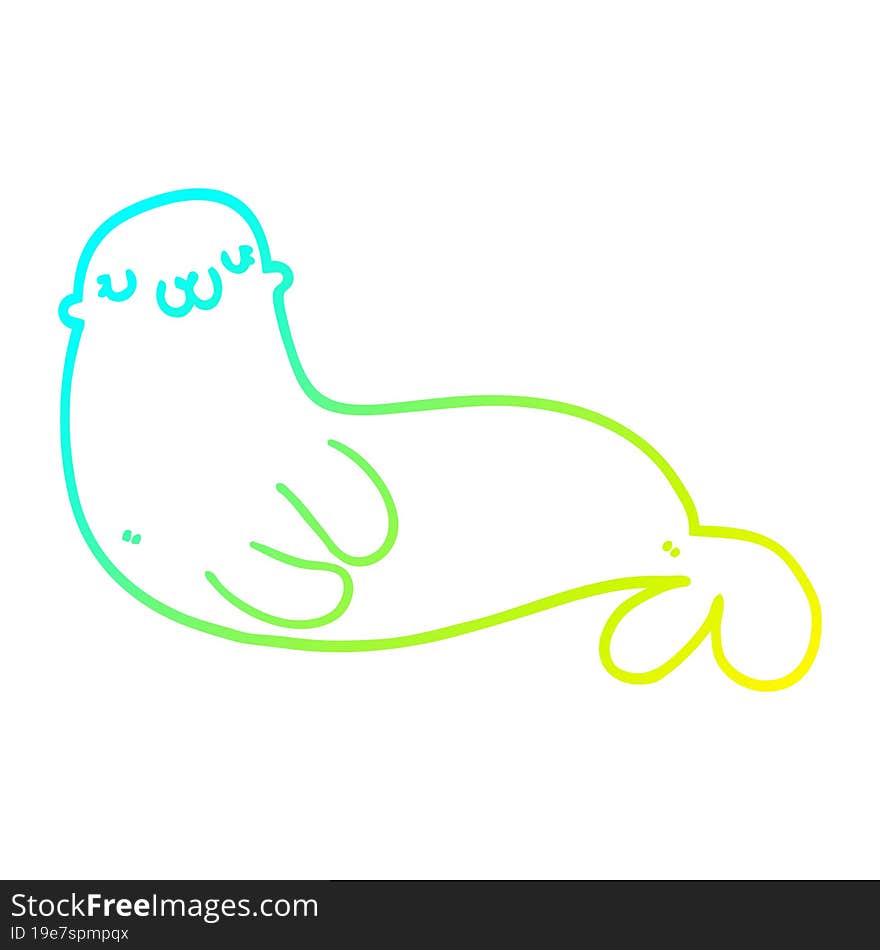 Cold Gradient Line Drawing Cute Cartoon Seal