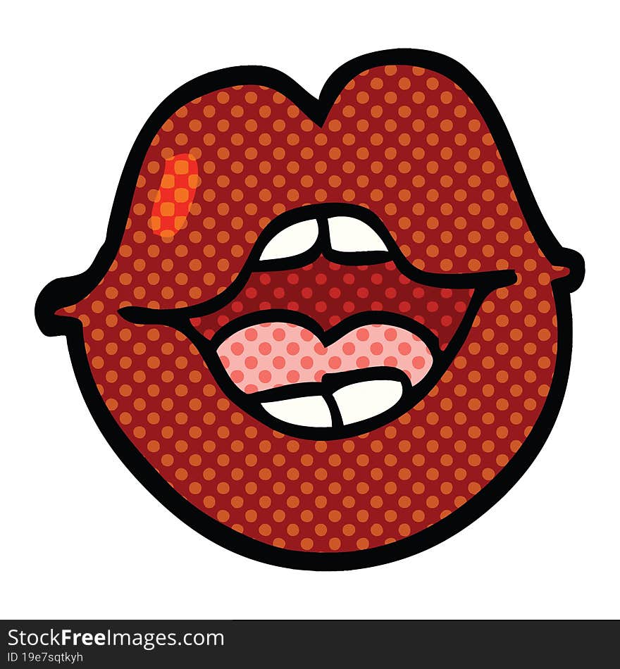 comic book style cartoon red lips