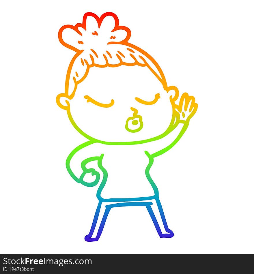 rainbow gradient line drawing cartoon calm woman