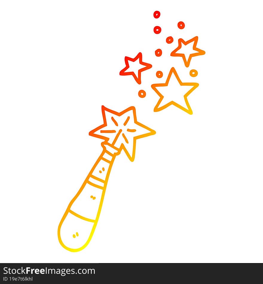 Warm Gradient Line Drawing Cartoon Magic Wand