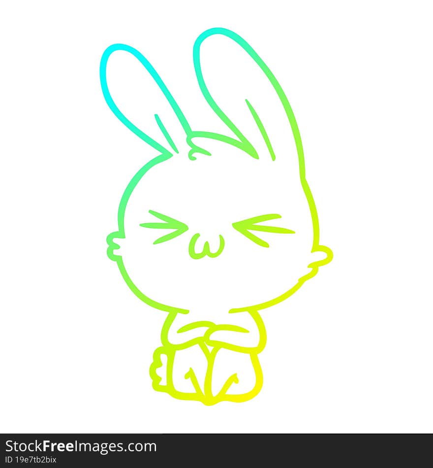 cold gradient line drawing of a cute cartoon rabbit