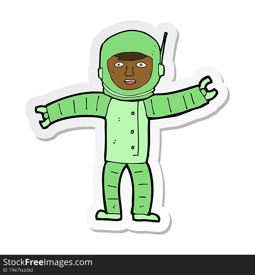 sticker of a cartoon space man