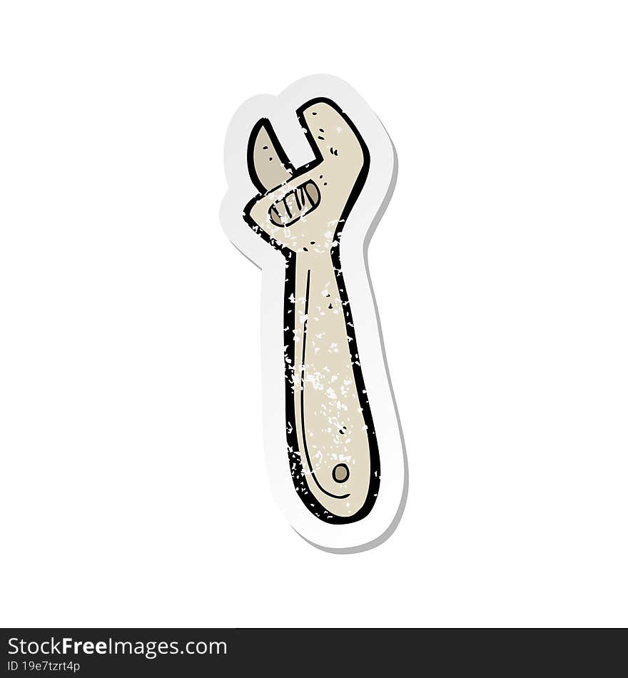 retro distressed sticker of a cartoon adjustable spanner