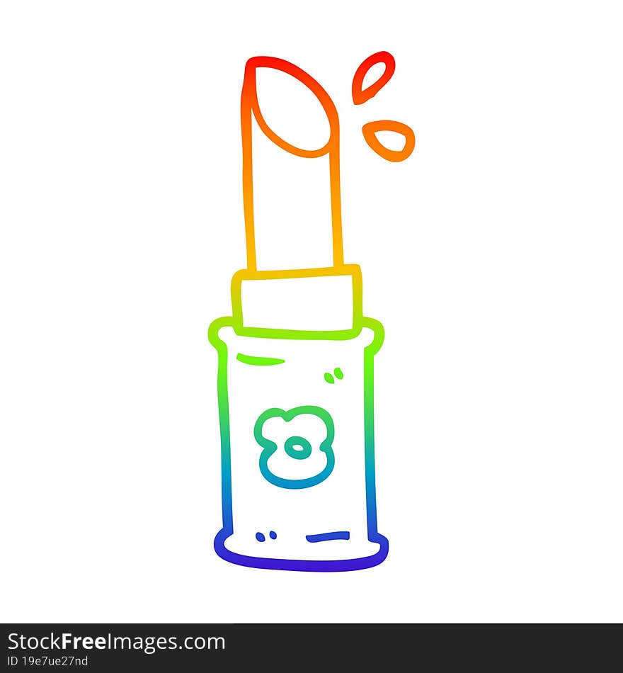 rainbow gradient line drawing of a cartoon lipstick