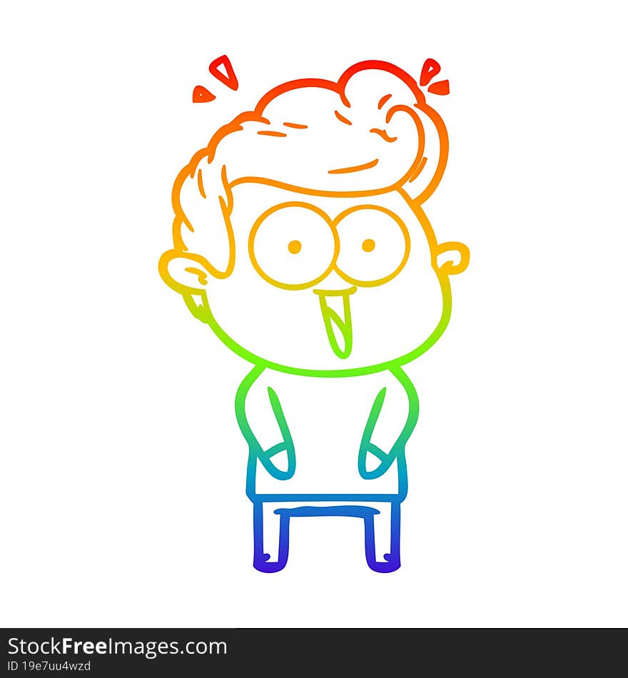 rainbow gradient line drawing cartoon excited man