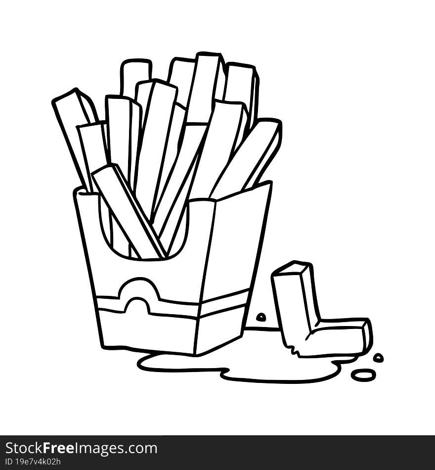 line drawing of a junk food fries. line drawing of a junk food fries