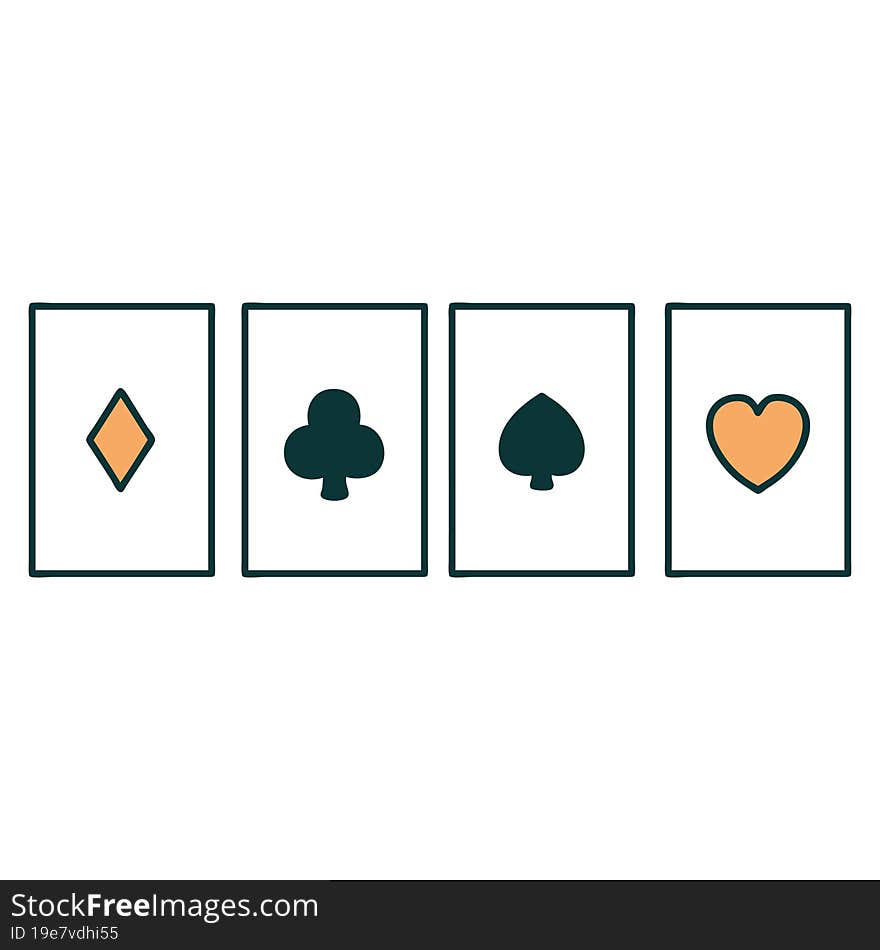 tattoo style icon of a set of cards