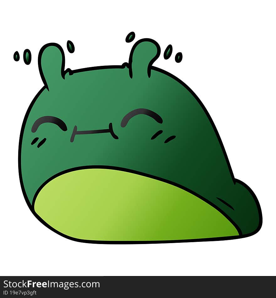 gradient cartoon of a happy kawaii slug