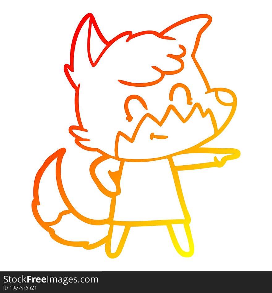 warm gradient line drawing cartoon happy fox