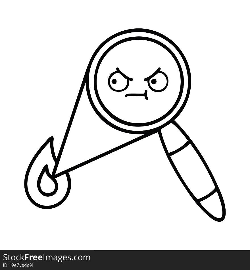 line drawing cartoon magnifying glass