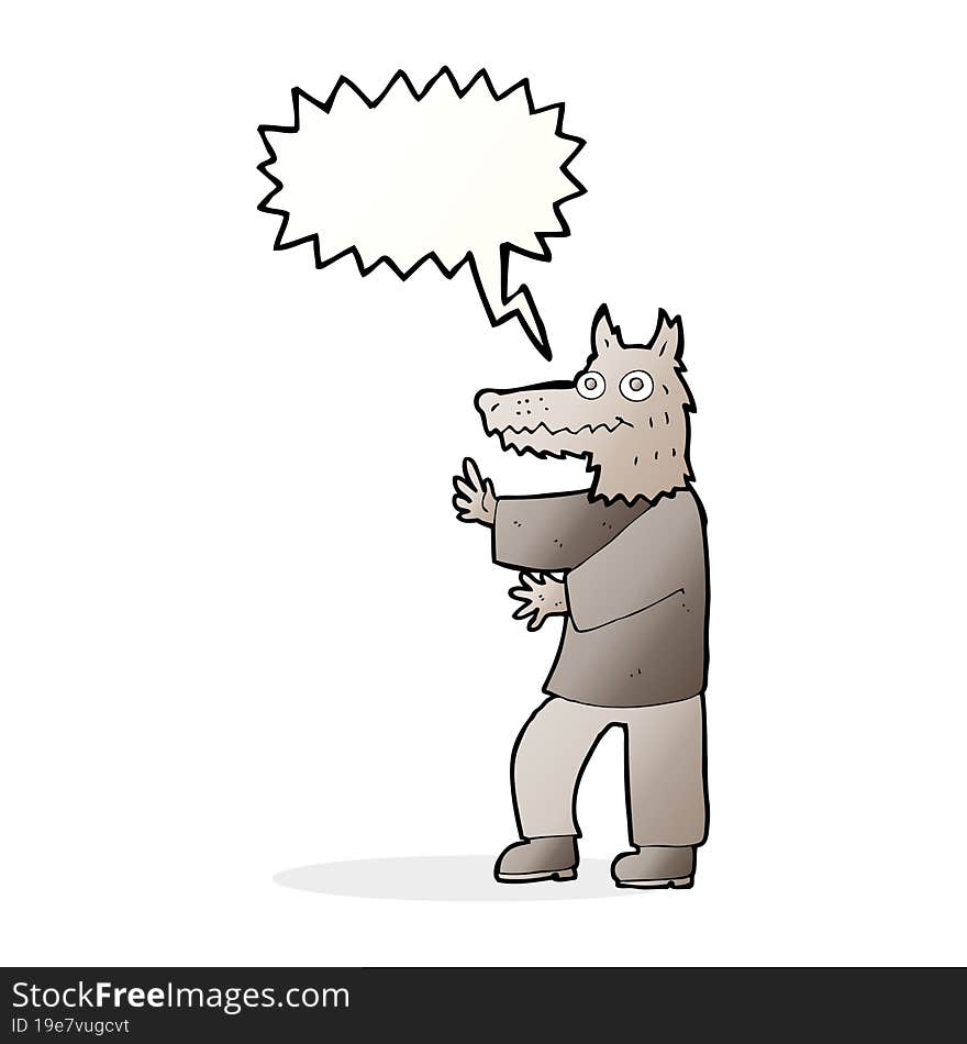 cartoon funny werewolf with speech bubble