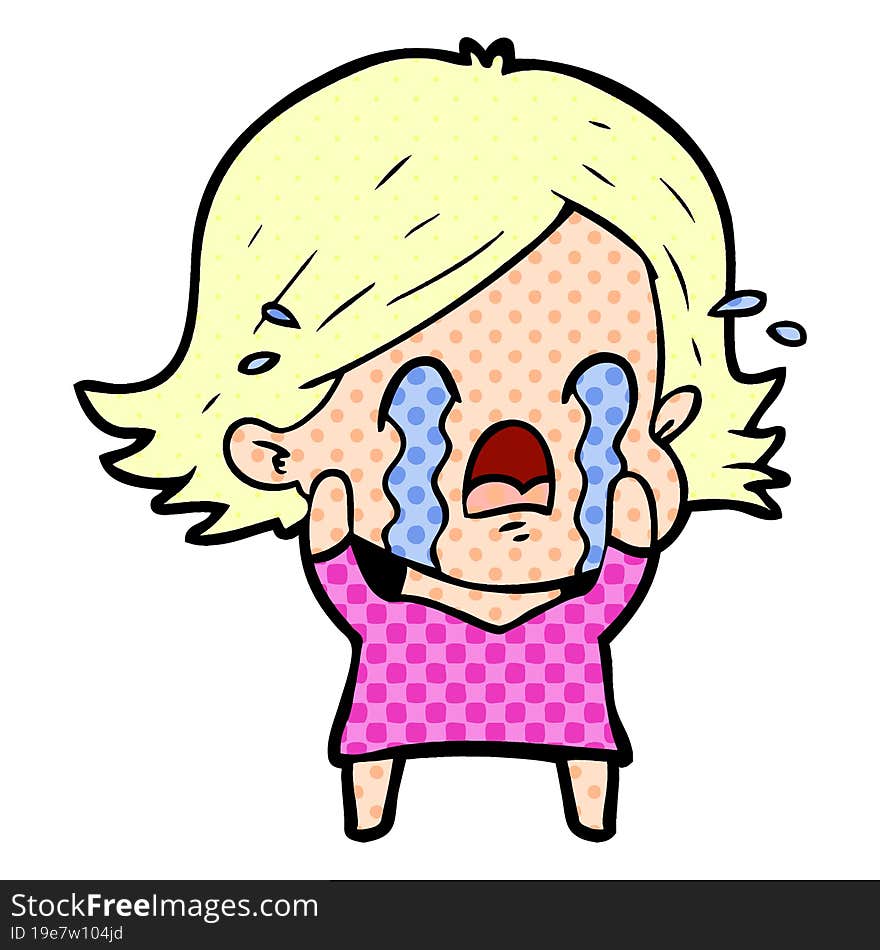 cartoon woman crying. cartoon woman crying