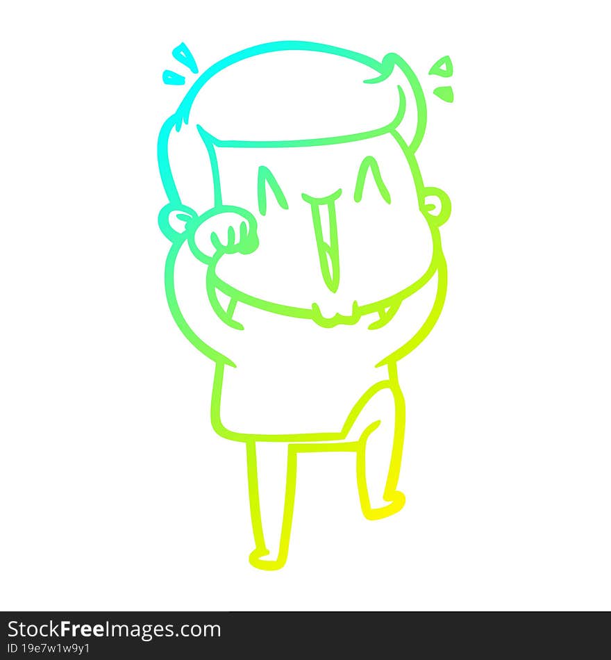 cold gradient line drawing cartoon excited man