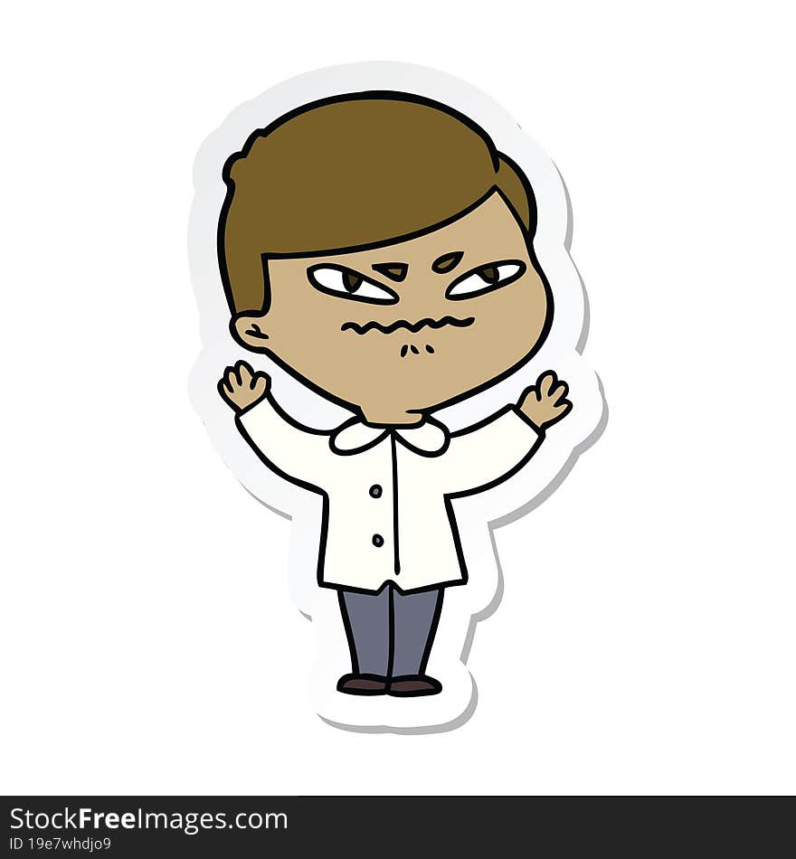 sticker of a cartoon angry man