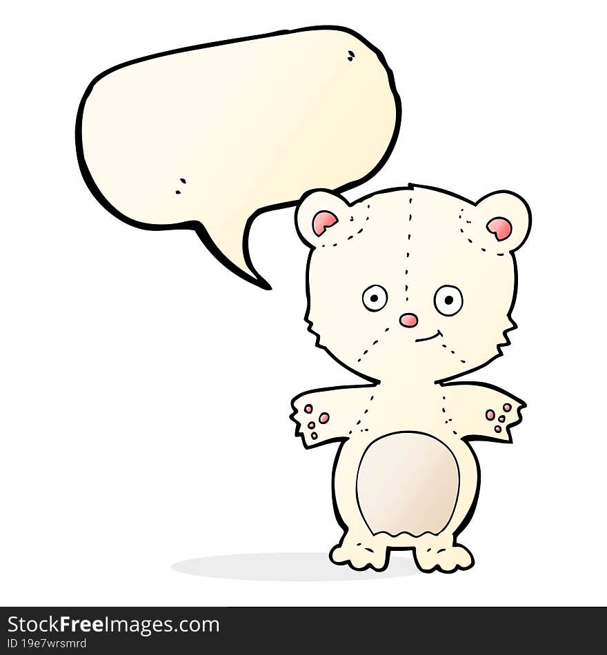 cartoon happy polar bear with speech bubble