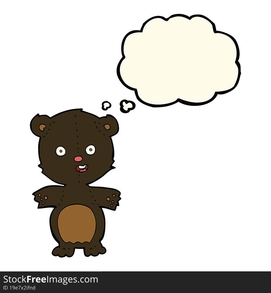 cute black bear cartoon with thought bubble