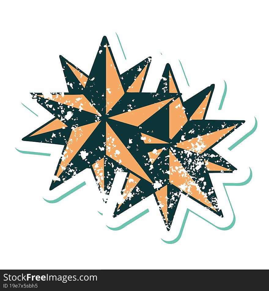 distressed sticker tattoo style icon of stars