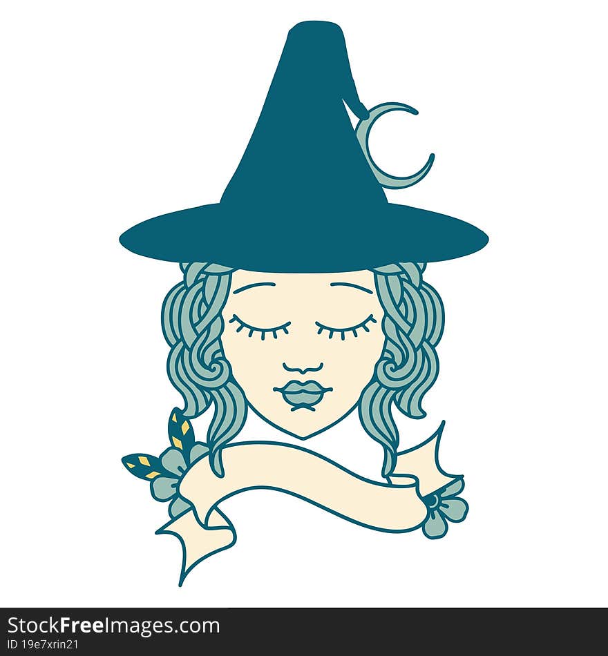 human witch character face illustration