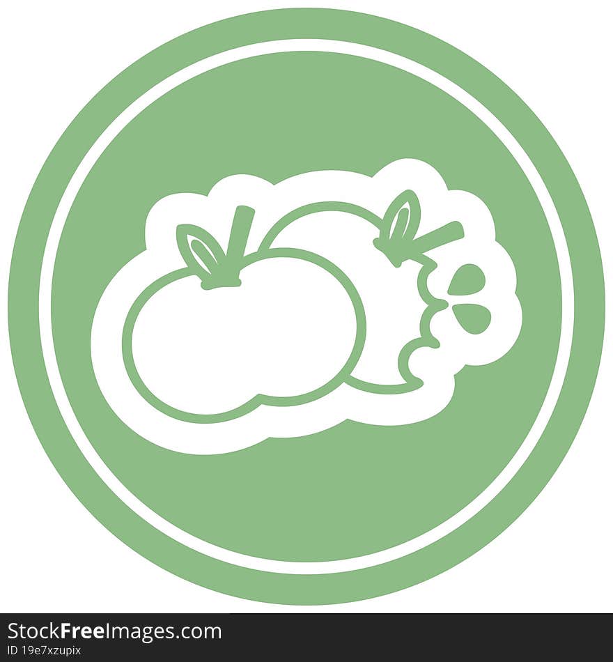 bitten apples circular icon