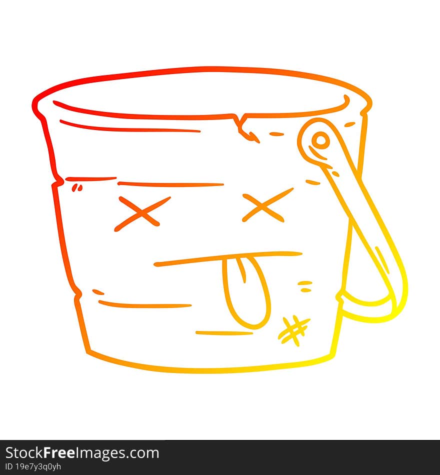 Warm Gradient Line Drawing Kicked The Bucket Cartoon