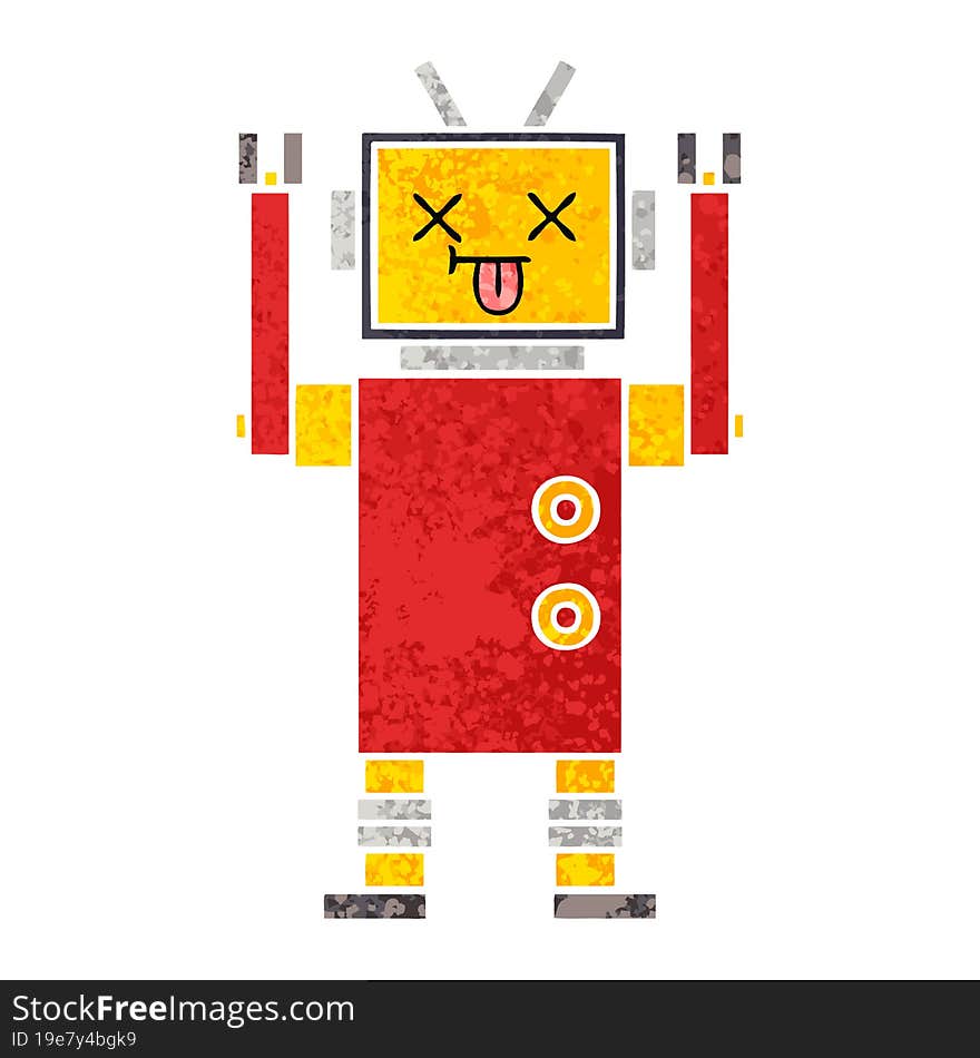 Retro Illustration Style Cartoon Robot