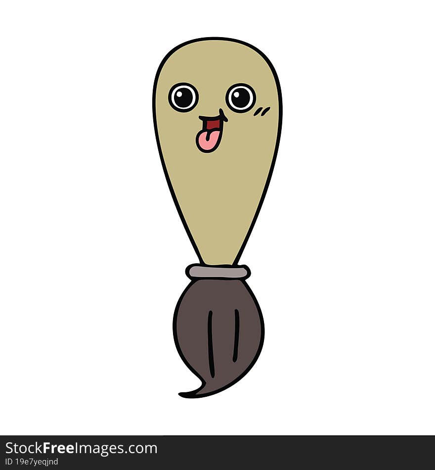 cute cartoon of a paint brush. cute cartoon of a paint brush