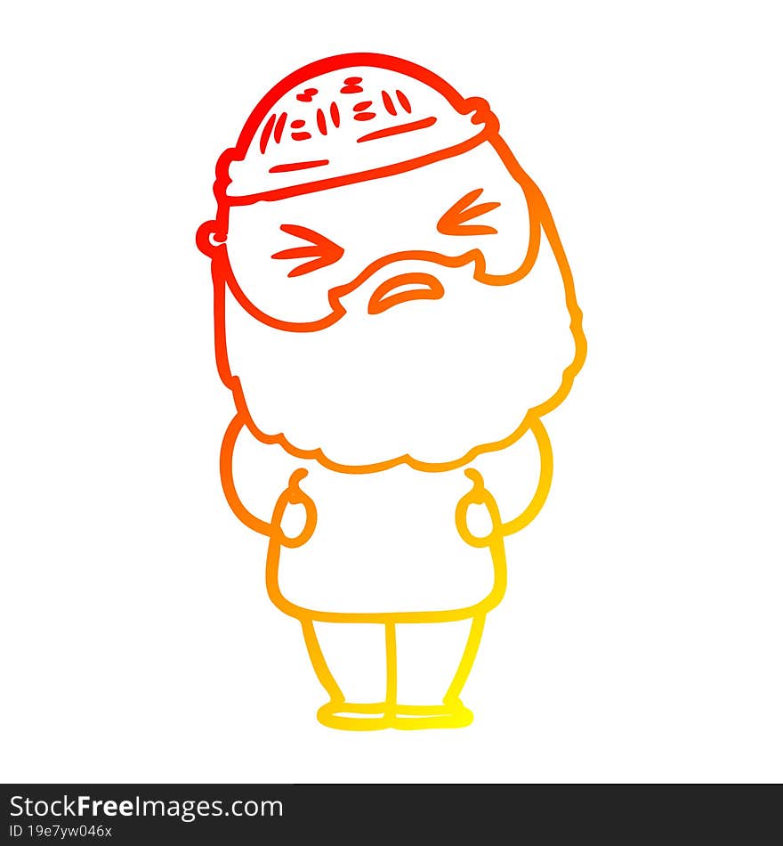 warm gradient line drawing of a cartoon man with beard