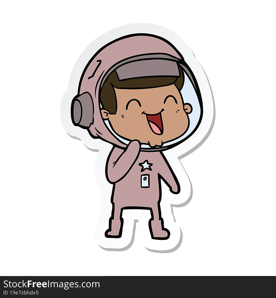 Sticker Of A Happy Cartoon Astronaut