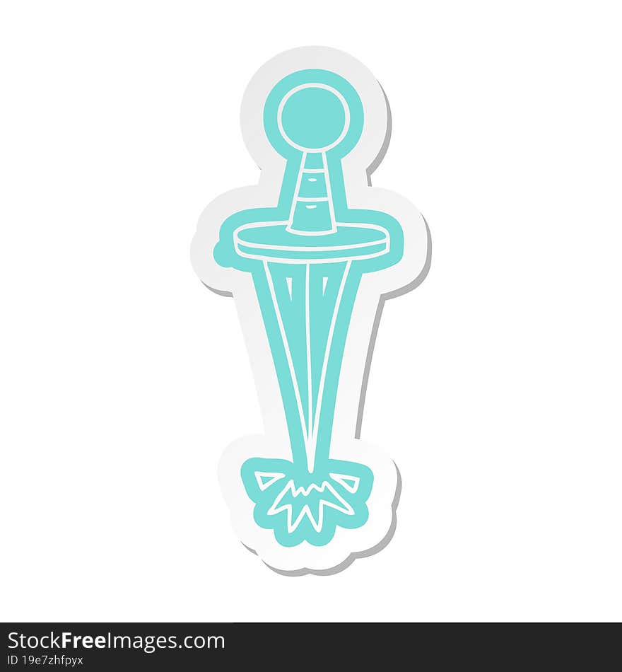 Cartoon Sticker Of A Small Dagger