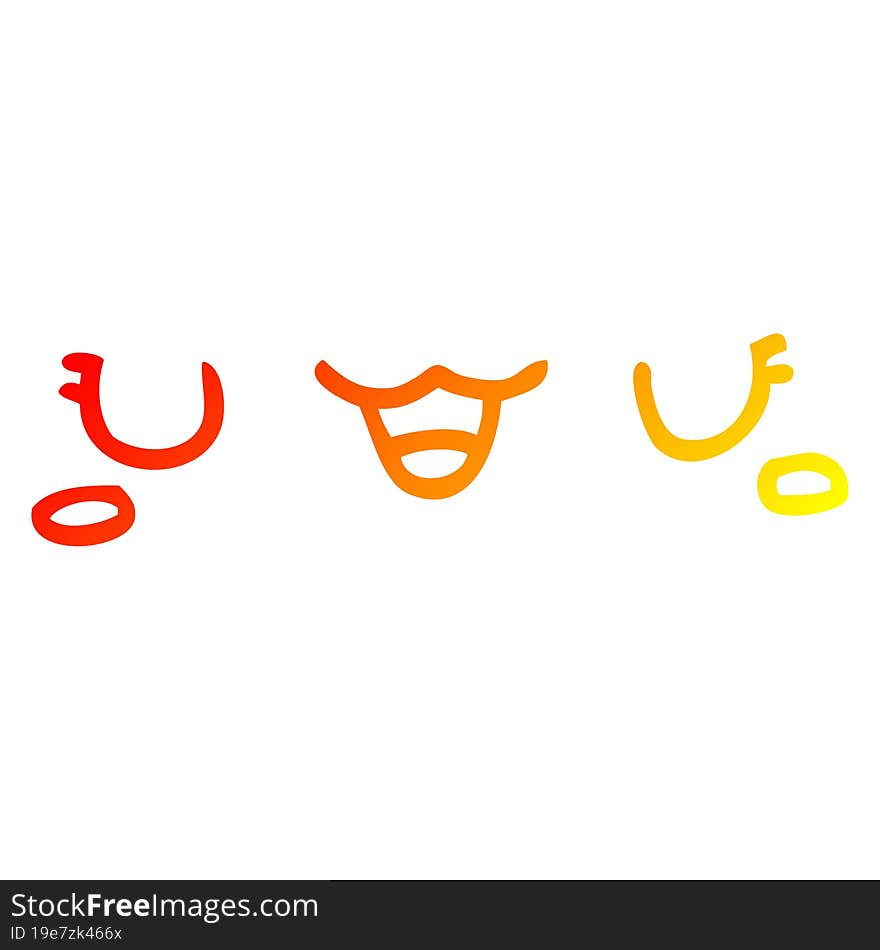 warm gradient line drawing cute cartoon face