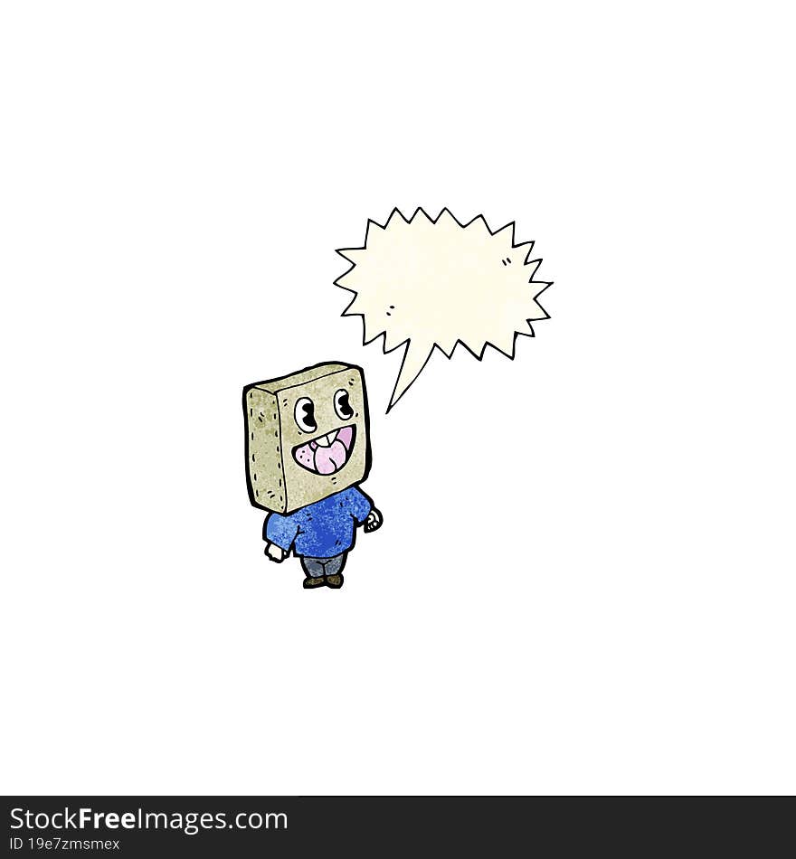 cartoon man with bag on head