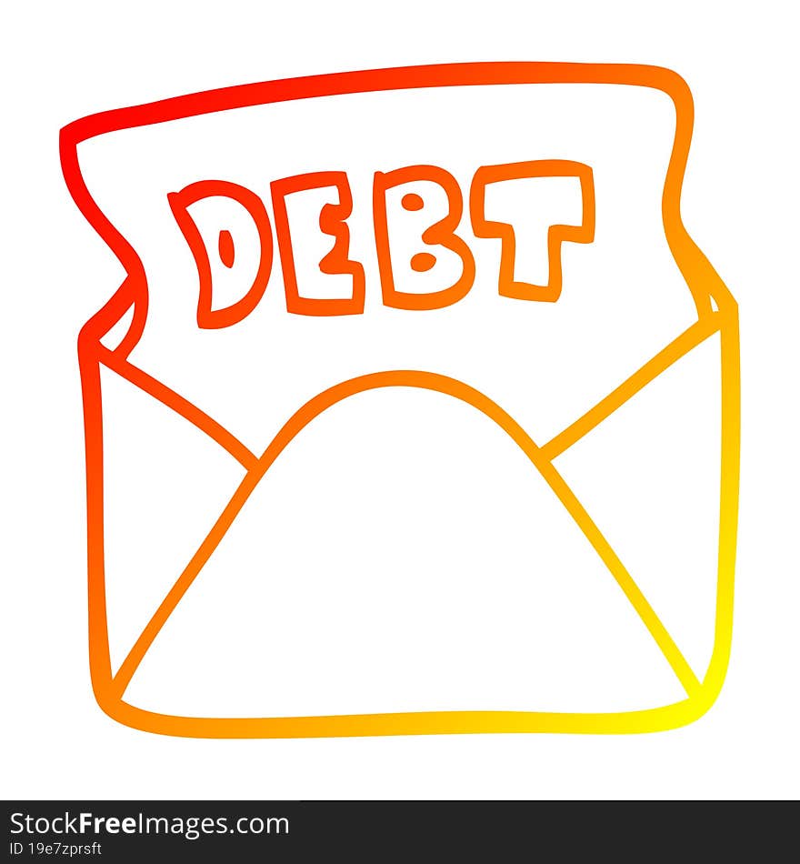 warm gradient line drawing cartoon debt letter