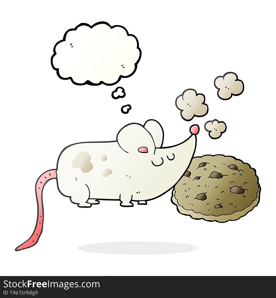 cute thought bubble cartoon mouse and cookie