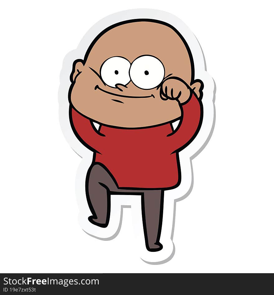 sticker of a cartoon bald man staring