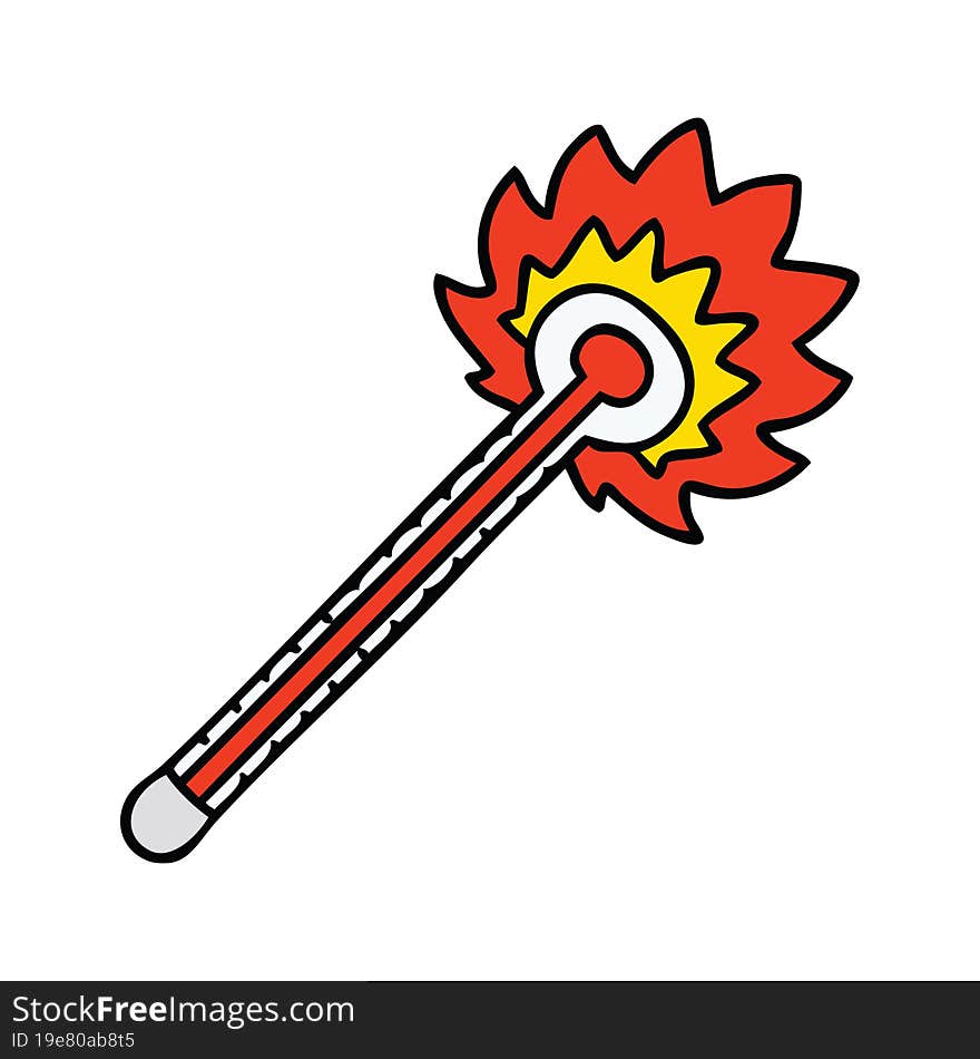 quirky hand drawn cartoon hot thermometer