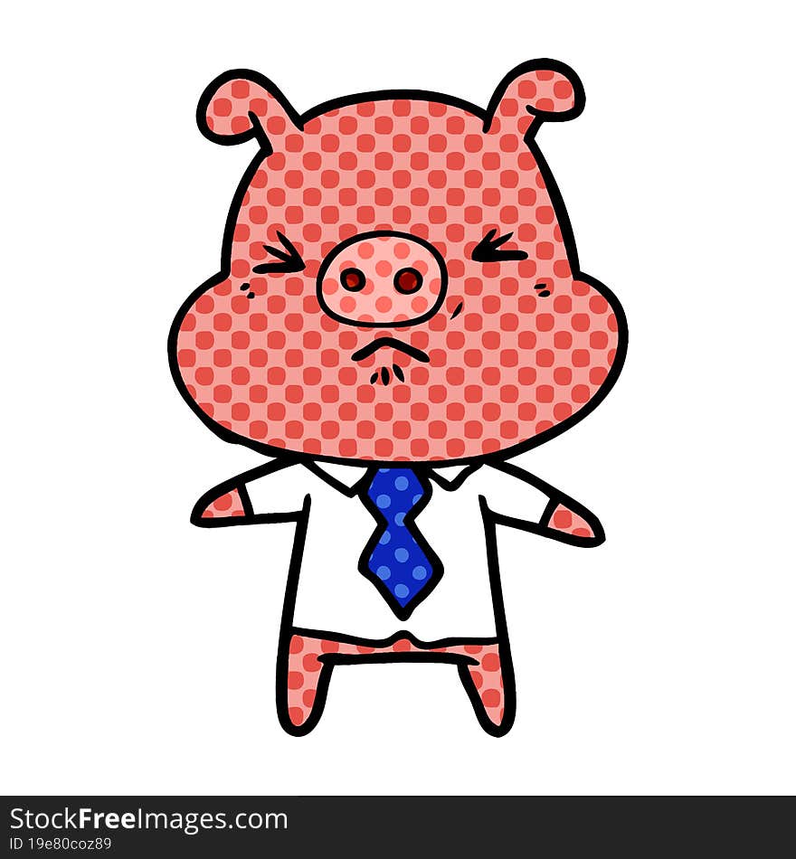 cartoon angry pig in shirt and tie. cartoon angry pig in shirt and tie