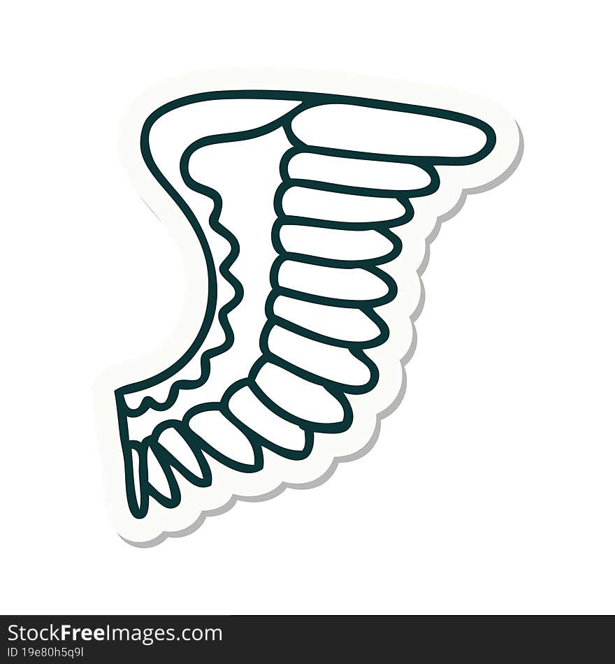 sticker of tattoo in traditional style of a wing. sticker of tattoo in traditional style of a wing