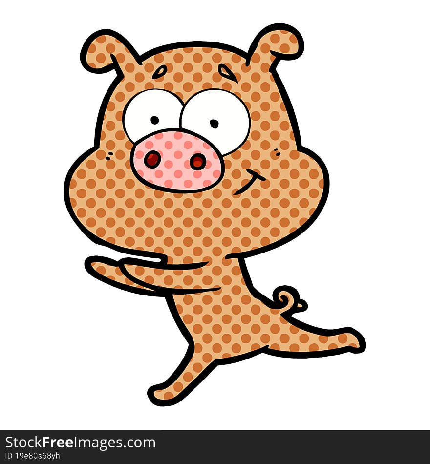 happy cartoon pig. happy cartoon pig