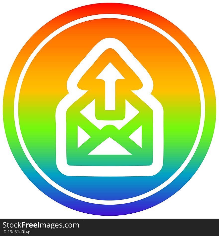 send email circular icon with rainbow gradient finish. send email circular icon with rainbow gradient finish