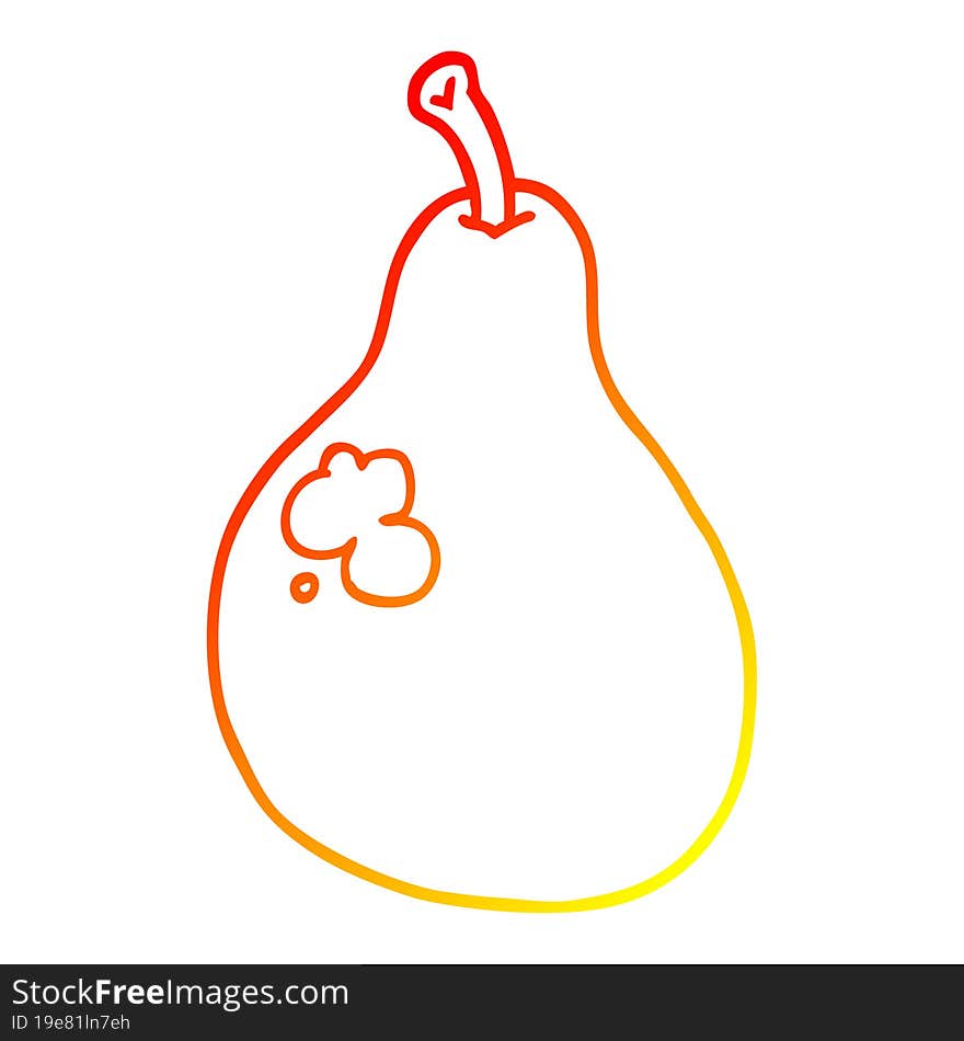 warm gradient line drawing cartoon pear