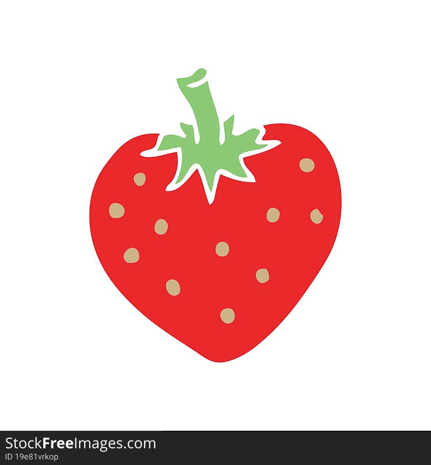 Flat Color Style Cartoon Strawberry